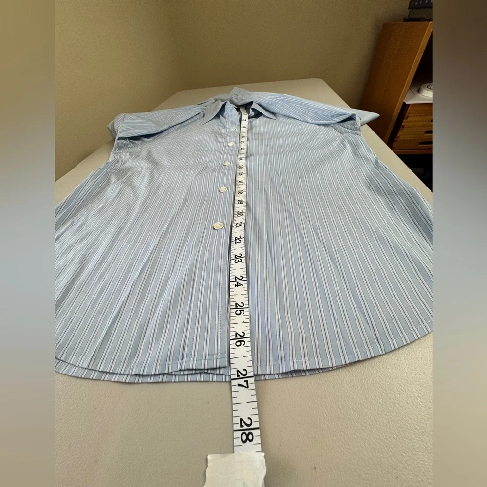Theory Blue White Striped Button Down Shirt Lightweight Long Sleeve Blouse M - Picture 11 of 14